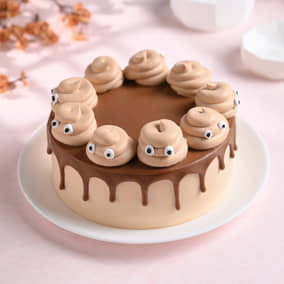 Funny Poop Faces Bento Drip Cake