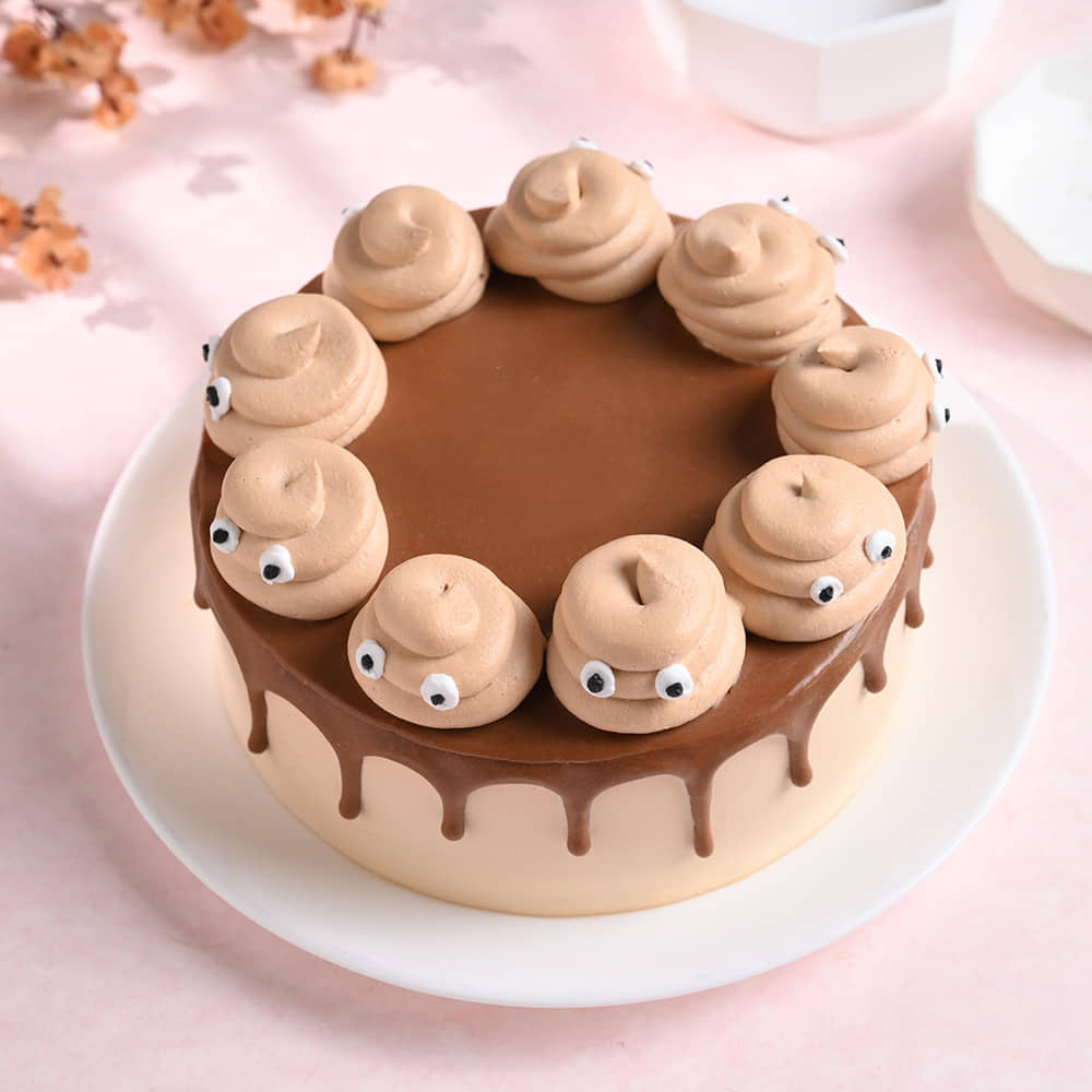 Funny Poop Faces Bento Drip Cake