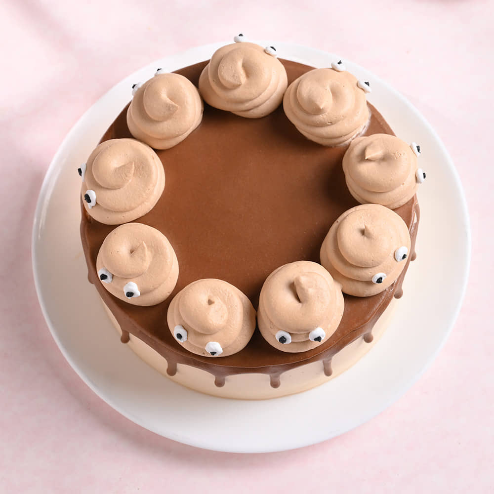 Funny Poop Faces Bento Drip Cake
