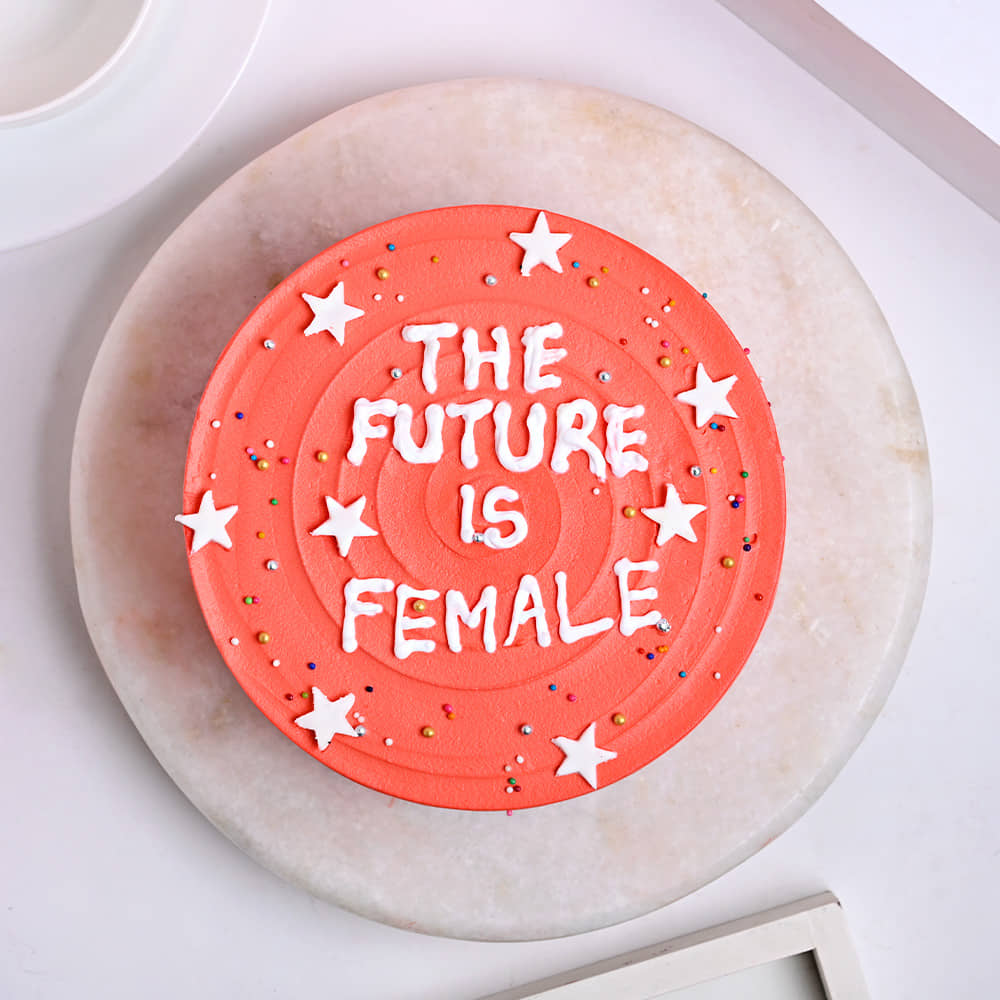 Future is Female Strawberry Cake
Top View of Special Strawberry Womens Day Cake