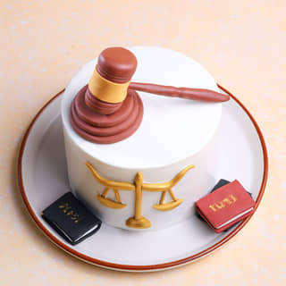 Top View of Gavel N Scales Justice Theme Cake