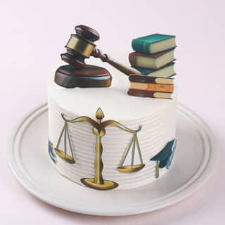 Front View of Gavel N Scales Law Theme Cake Front View of Gavel N Scales Law Theme Cake