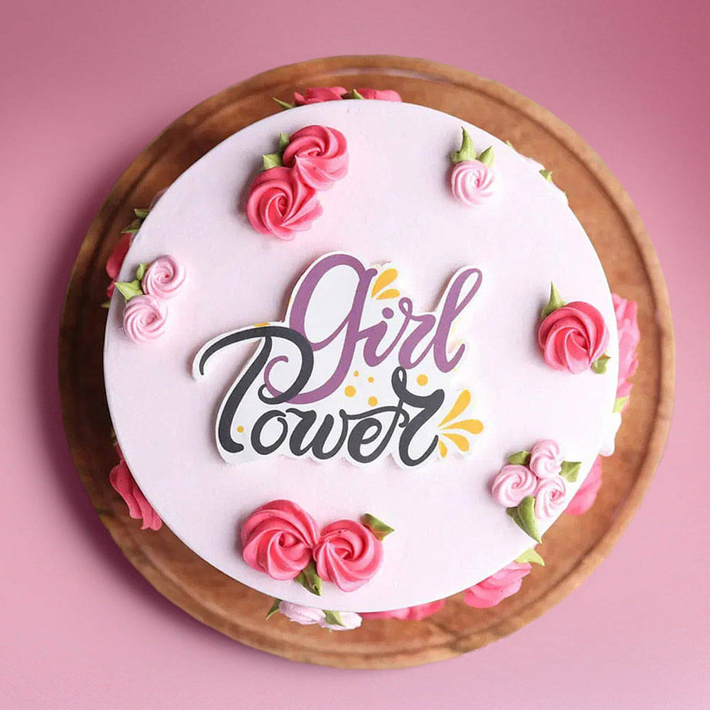 Top View of Girl Power Blossoming Cake