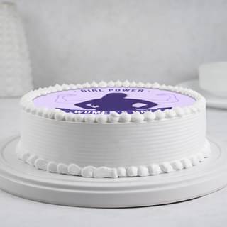 Front View Women's Day Girl Power Photo Cake