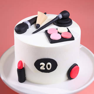 Makeup Themed 20th Birthday Cake Makeup Themed 20th Birthday Cake