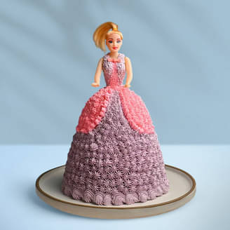 Back View of Barbie Cream Cake