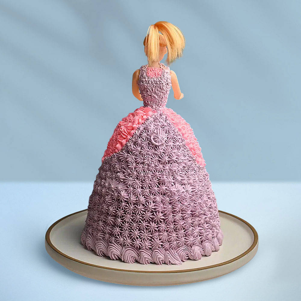 Front View of Barbie Cream Cake 