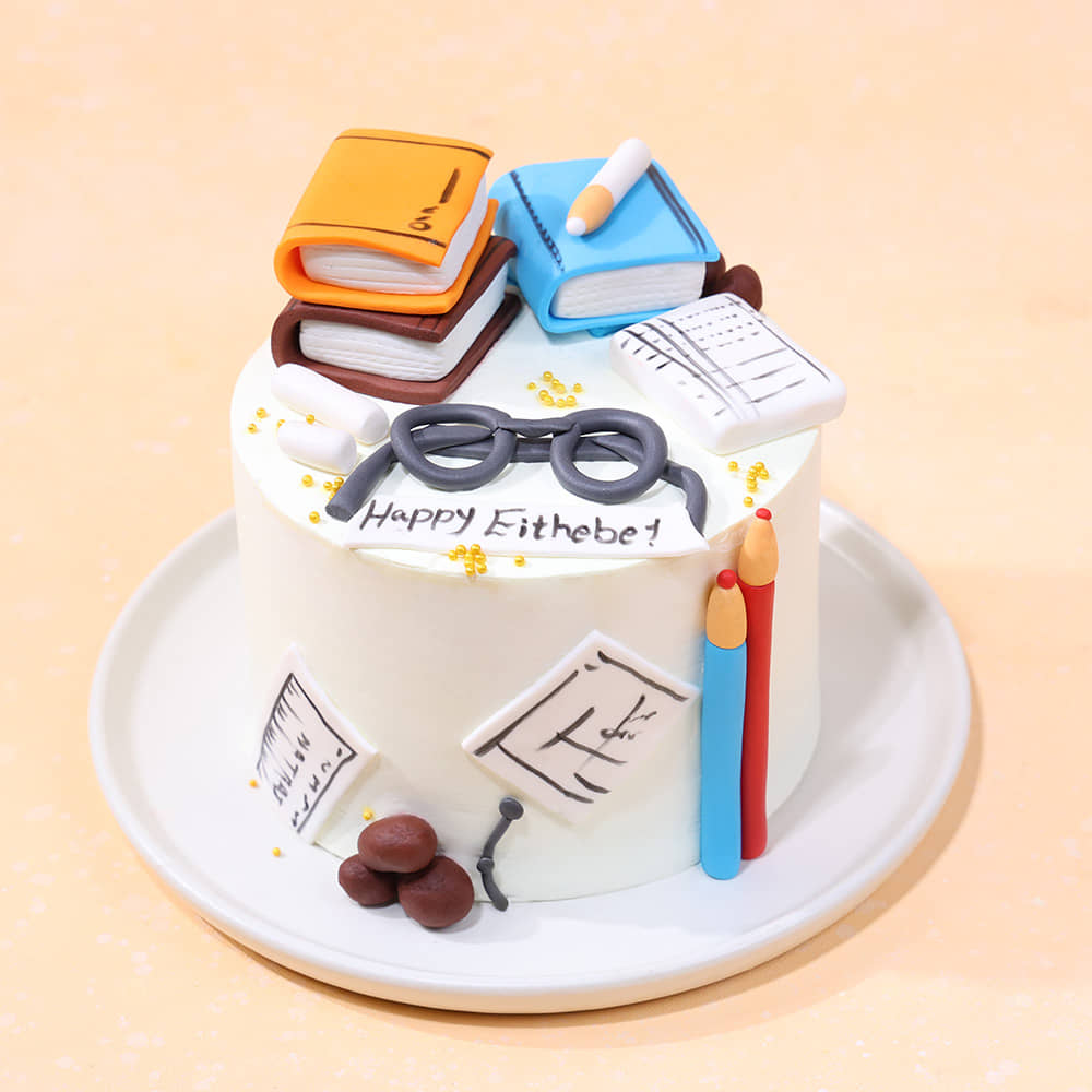 Glasses N Books Theme Cake
