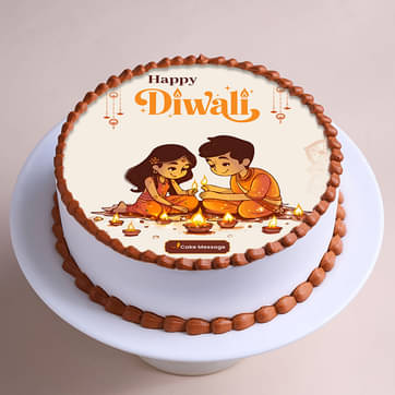 Glowing Diyas Diwali Cake