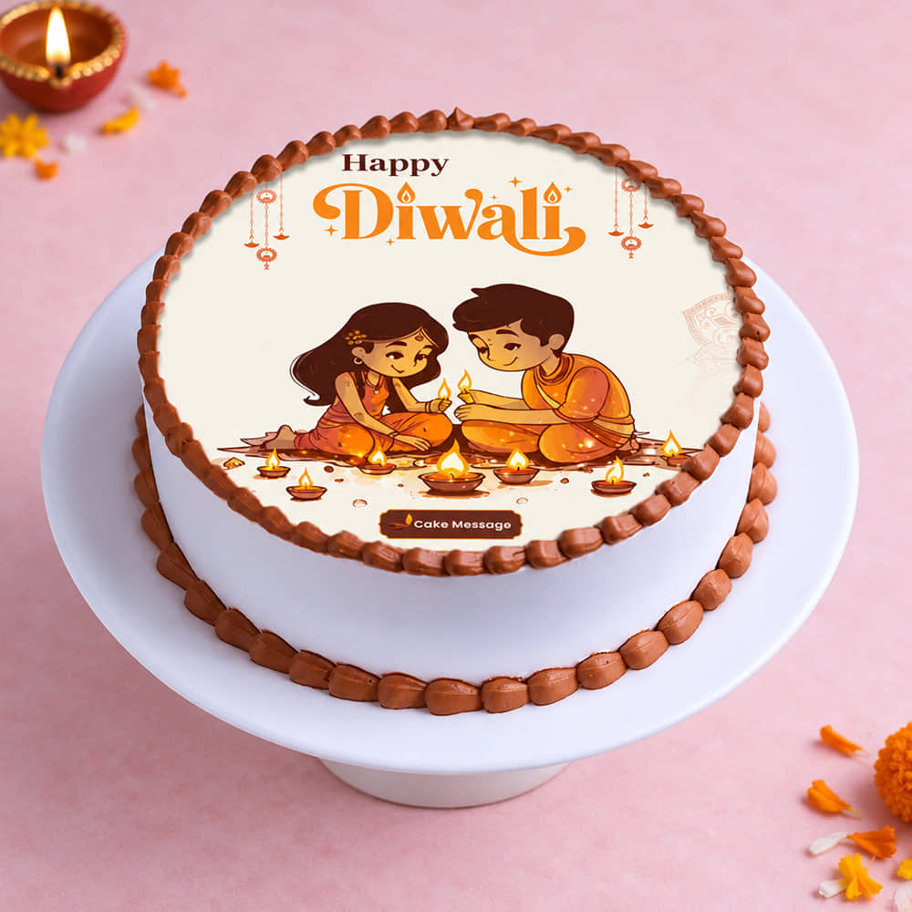 Glowing Diyas Diwali Cake