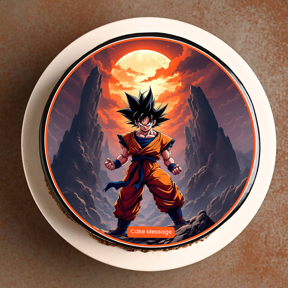 Top View of Goku Sunset Cake