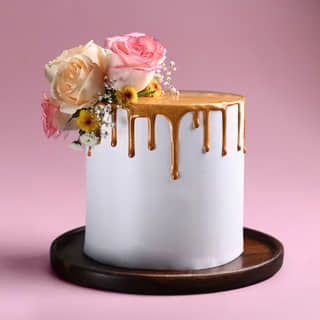 Side View of Golden Memories Wedding Cake