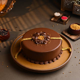 Golden Rakhi Truffle Cake