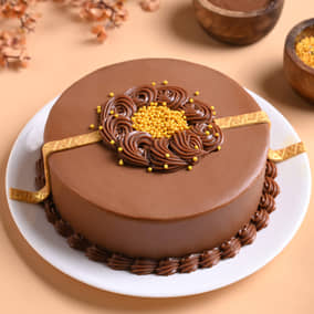Golden Rakhi Truffle Cake Golden Rakhi Truffle Cake