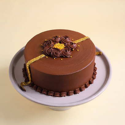 Golden Rakhi Truffle Cake