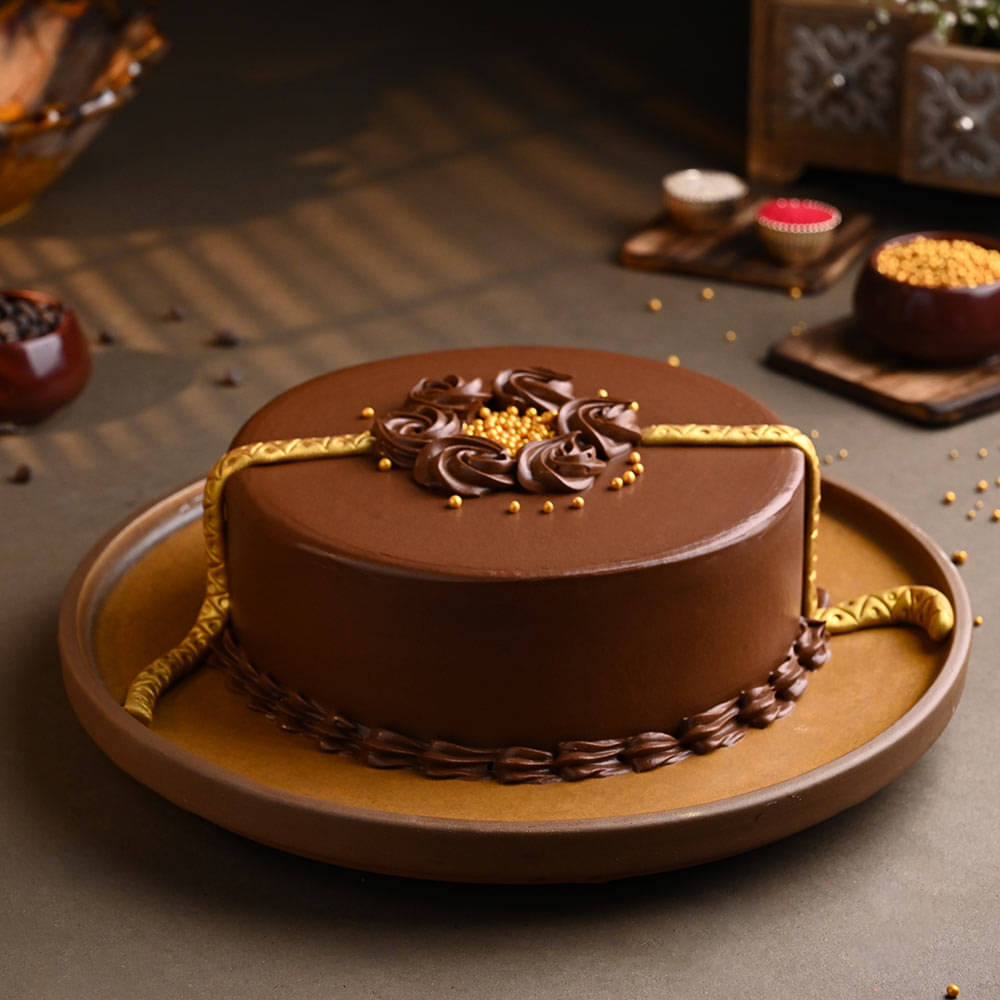 Golden Rakhi Truffle Cake