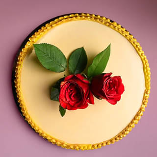 Front View of Golden Rose Wedding Cake