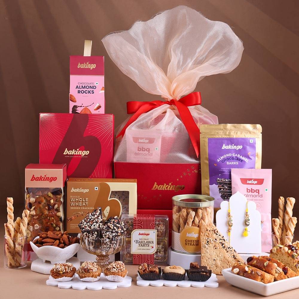 Gourmet Basket Gift Hamper with Bhai Bhabhi Rakhi Gourmet Basket Gift Hamper with Bhai Bhabhi Rakhi