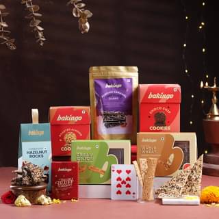 Festive Gift Box with Assorted Cookies and Snacks Festive Gift Box with Assorted Cookies and Snacks