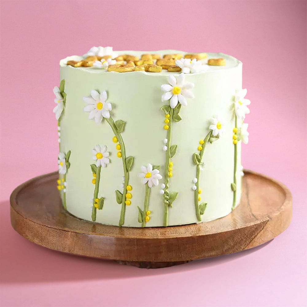 Front View of Graceful Blossoms Womens Day Cake