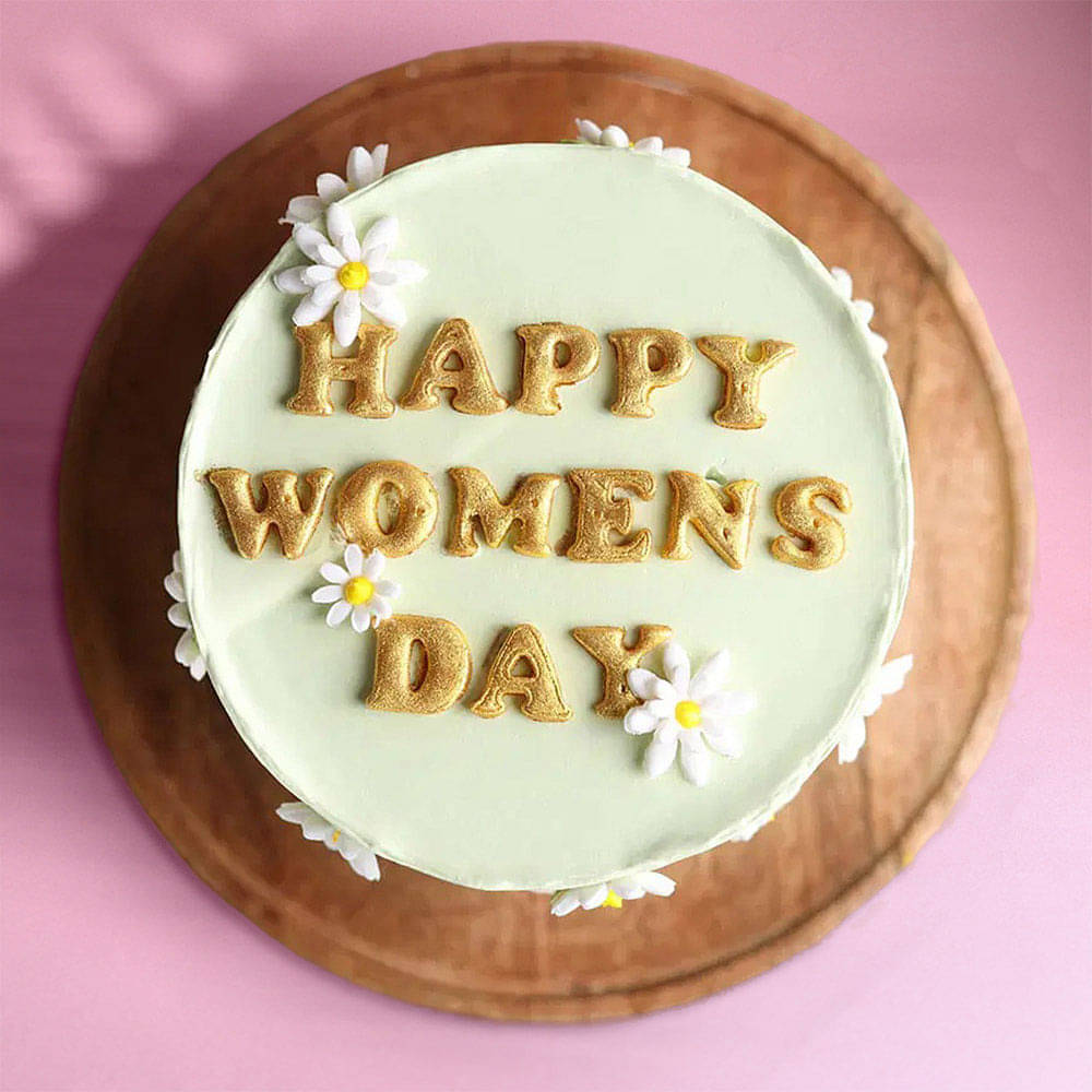 Top View of Graceful Blossoms Womens Day Cake