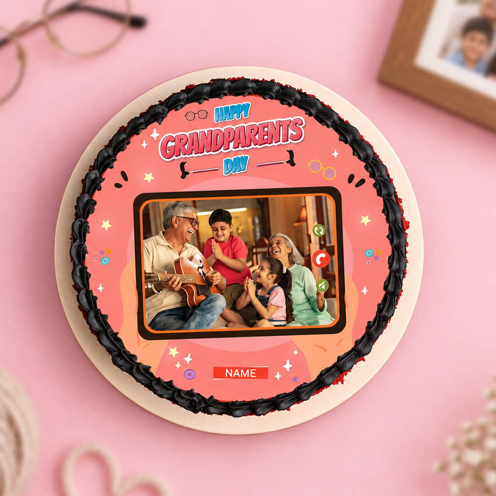 Chocolate Photo Cake For Grandparents