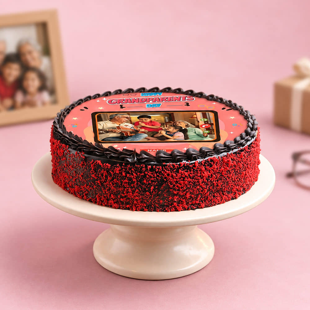 Chocolate Photo Cake For Grandparents