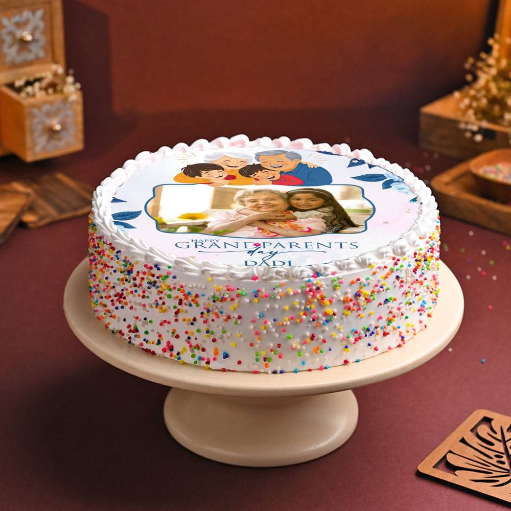 Happy Grandparents Photo Cake