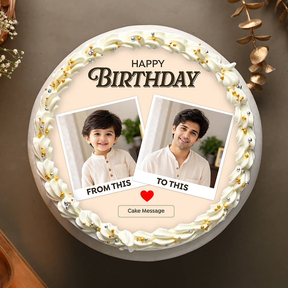 Growth Journey Photo Birthday Cake