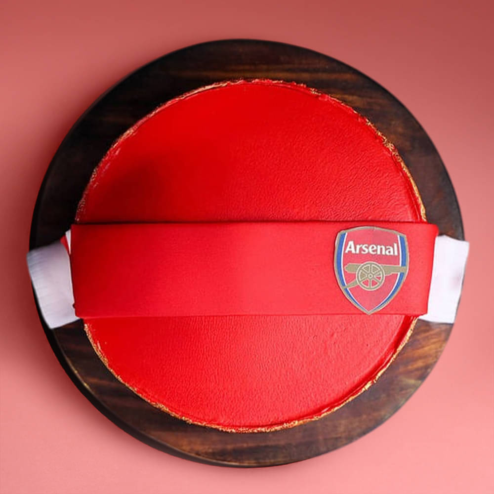 Side Zoom View of Gunners Glory Football Cake