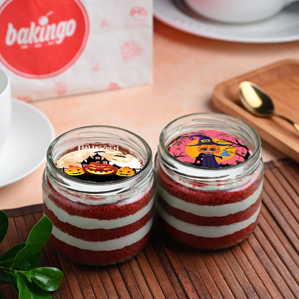 Halloween Red velvet Jar cakes