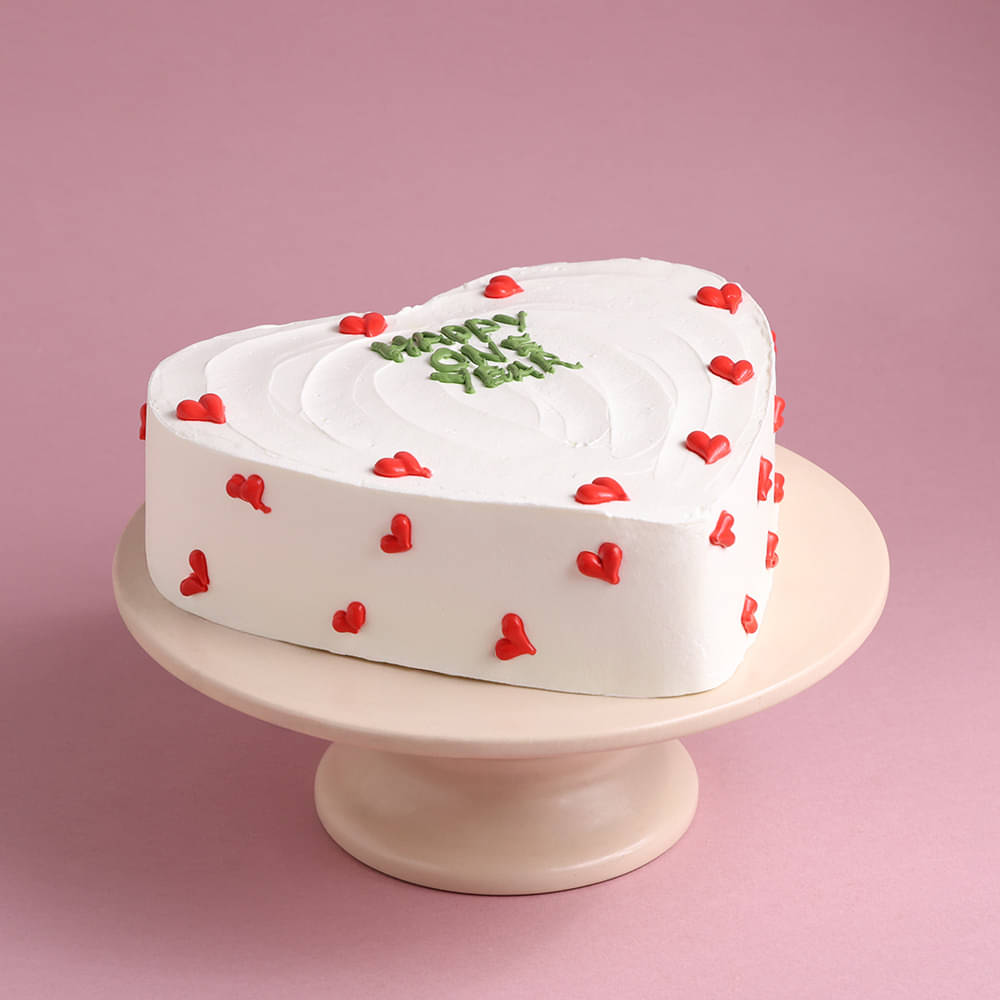 Top View of One Year Heart Pineapple Cake