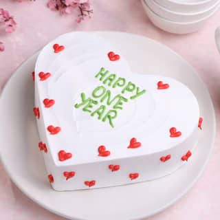 Front View of Love Hearts Anniversary Pineapple Cake