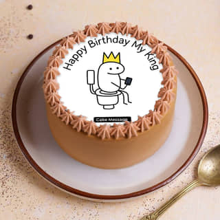 Top View of Happy Birthday King Bento Cake Top View of Happy Birthday King Bento Cake