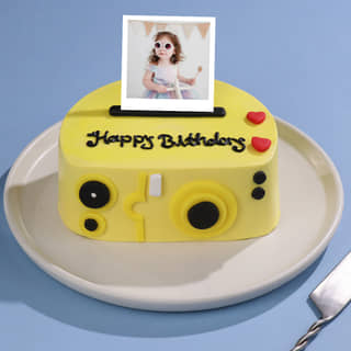 Front Angled View of Happy Birthday Camera Cakes Front Angled View of Happy Birthday Camera Cakes