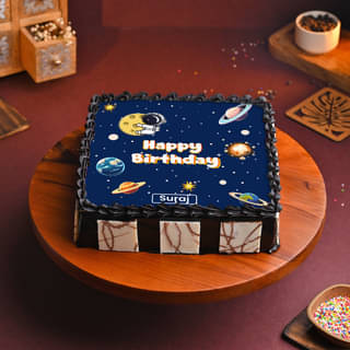 Happy Birthday Space Theme Cake