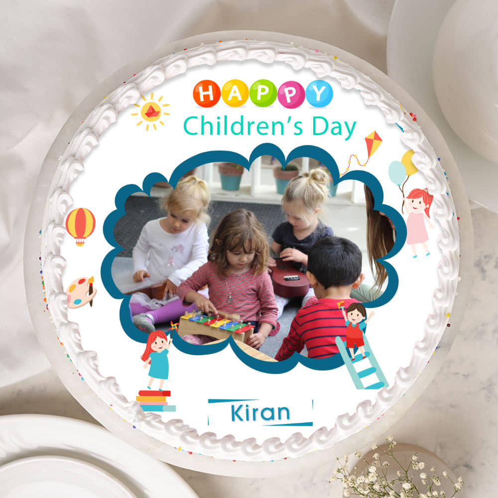 Happy Children's Day Round Shaped Photo Cake