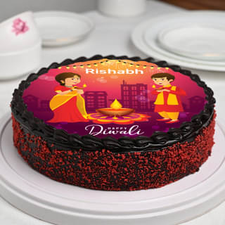 Side View of Happy Diwali Cake