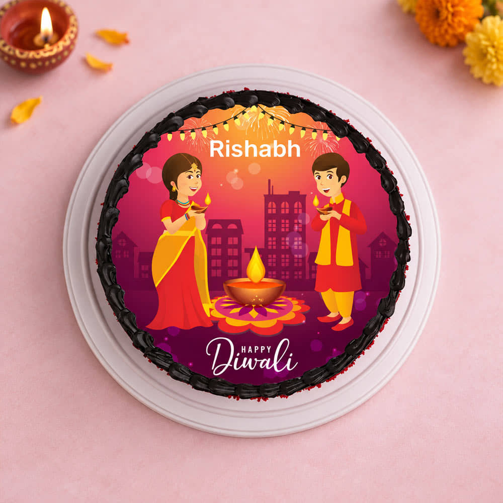 Side View of Happy Diwali Cake