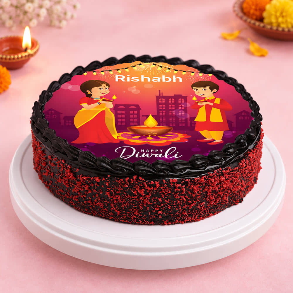 Front View of Happy Diwali Cake