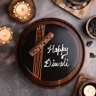 Front View of Happy Diwali Chocolate Cake