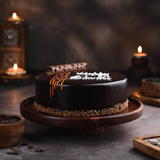 Side View of Happy Diwali Chocolate Cake