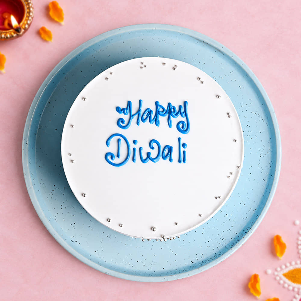 Side View of Happy Diwali Pineapple Cake
