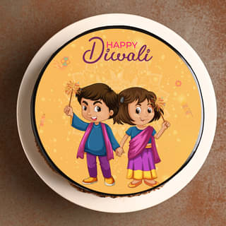 Front View of Happy Diwali Poster Cake