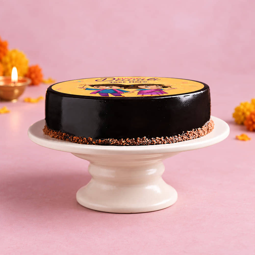Front View of Happy Diwali Poster Cake