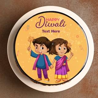 Side View of Happy Diwali Poster Cake