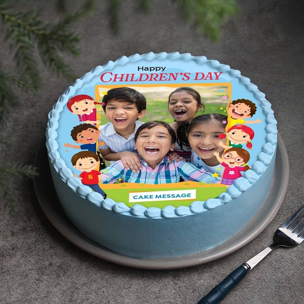 Happy Faces Childrens Day Photo Cake Childrens Day Photo Cake