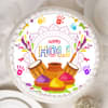 Top View of Poster Cake for Holi