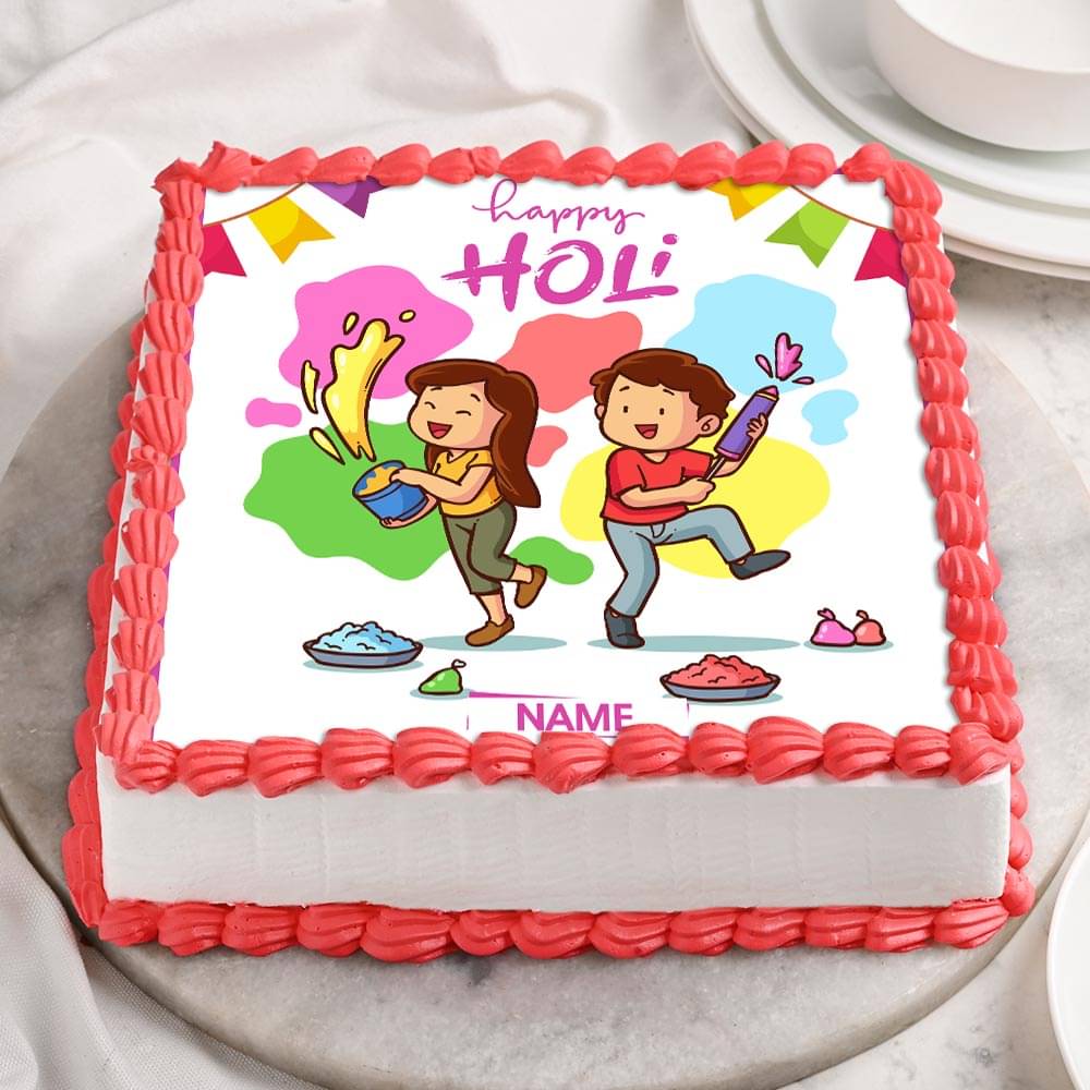 Happy Holi Rainbow Cakes | Happy Holi Rainbow Cakes With Name Happy Birthday