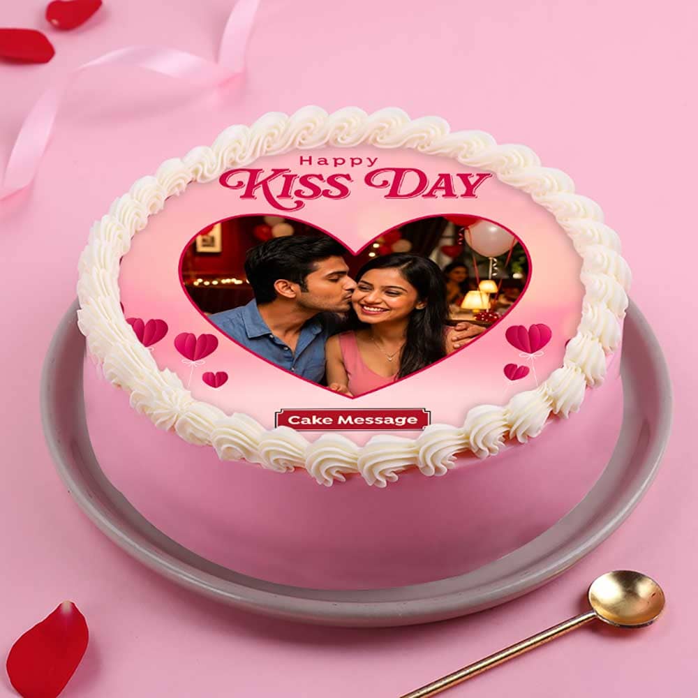 Happy Kiss Day Photo Cake Happy Kiss Day Photo Cake